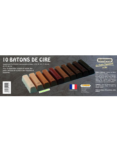 BTE DE 10 BAT. DE CIRE ASSORTIS SURGAND